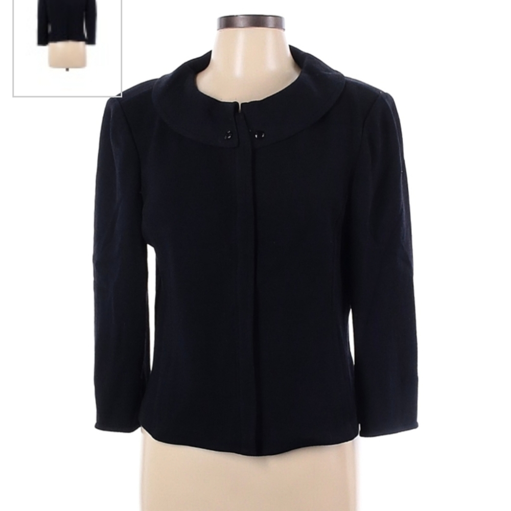 St. John Black Knit Zip Jacket Blazer Size 12